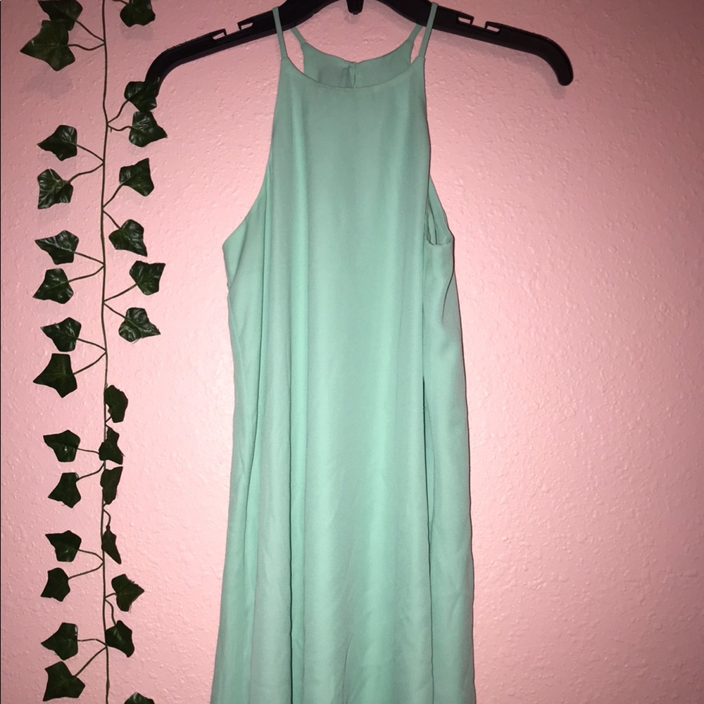 Pink Rose turquoise dress